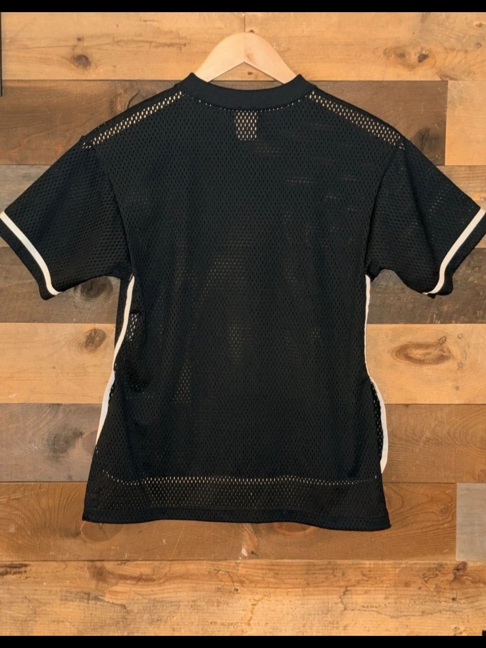 NIKE Logo Black Womens Mesh Tshirt Short Sleeve Large Black & White - Picture 2 of 5